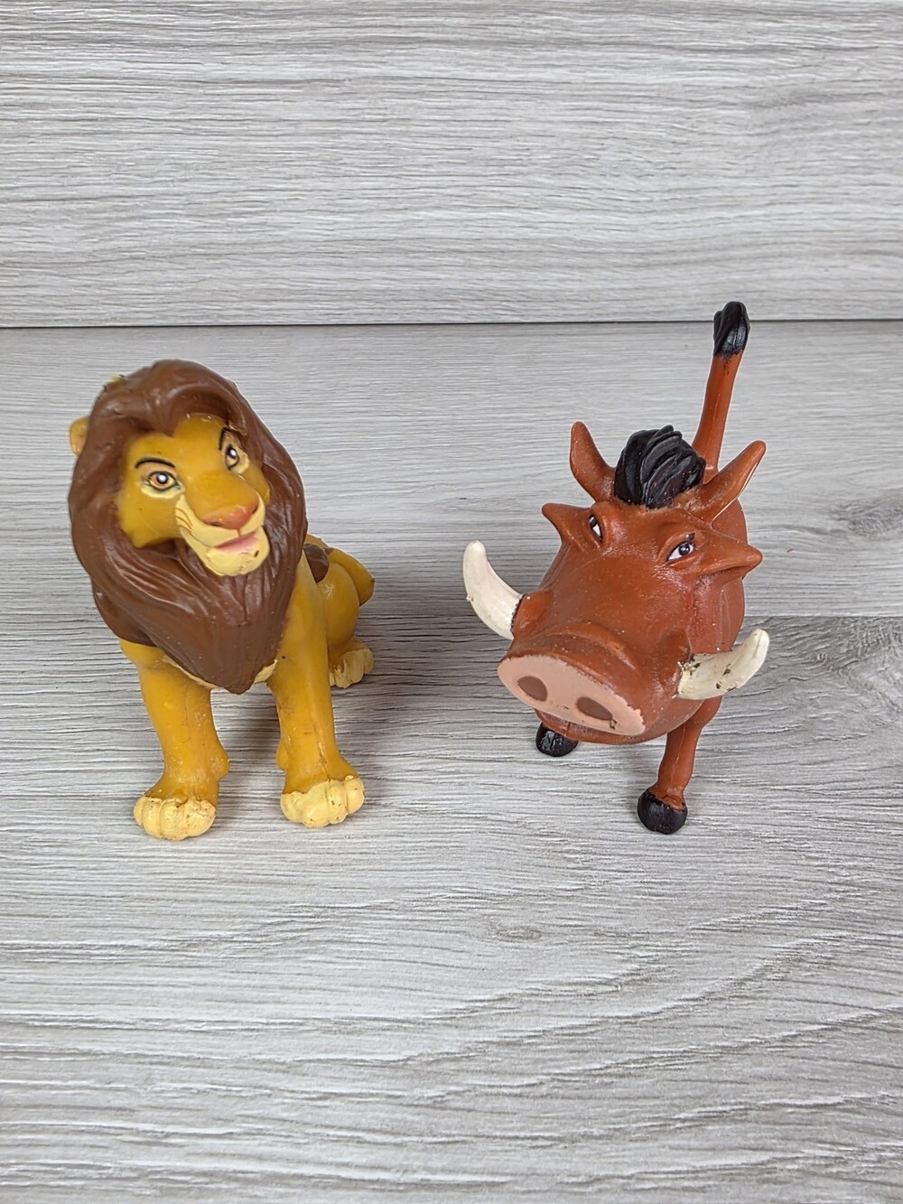 Disney Simba Pumbaa Lion King Plastic Figurines Set of 2 Vintage 1990s SU63